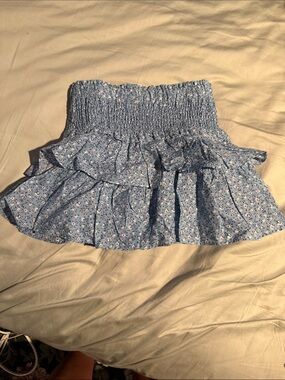 Janie and Jack Blue Floral Smocked Tiered Skirt